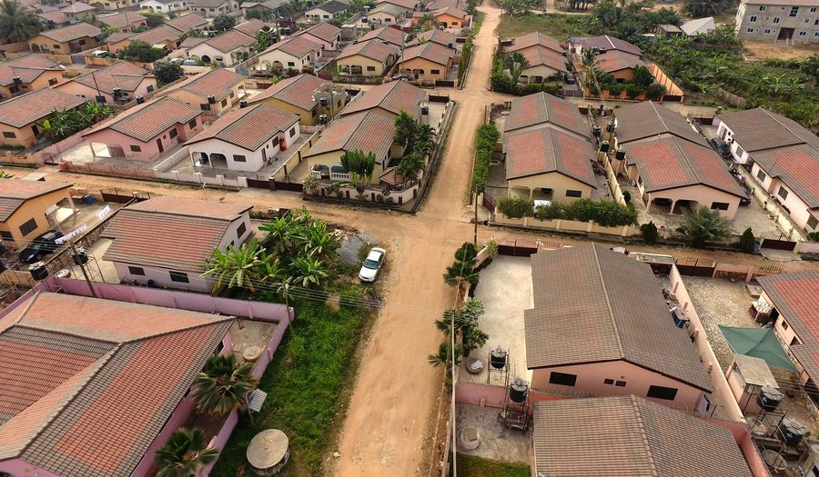 The Damax Estates community at Kuntunse seen from the air