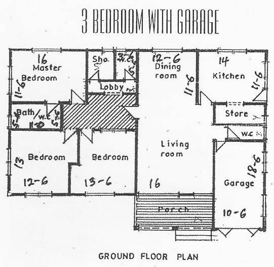 Ground floor plan for the 3 Bedroom Detached House with Garage